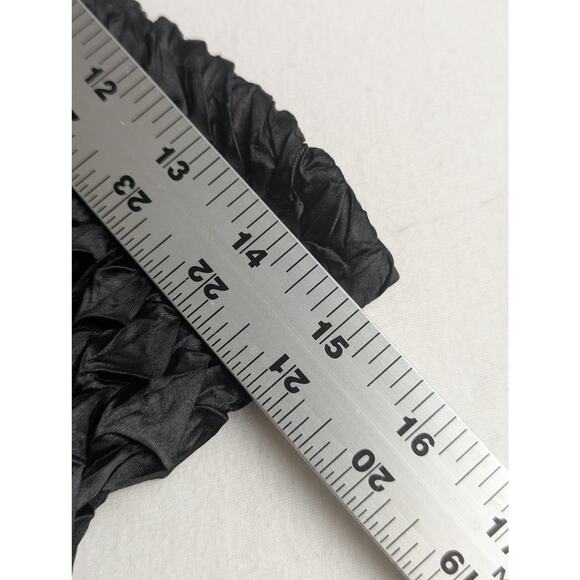 Black Satin Skirt Witchy Diagonal tiers crinkled and tucks Sz L W 30-36"Leng 30" - Picture 7 of 9